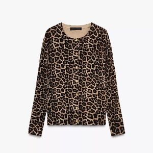 Zara Leopard Print Cardigan - Brown and Black